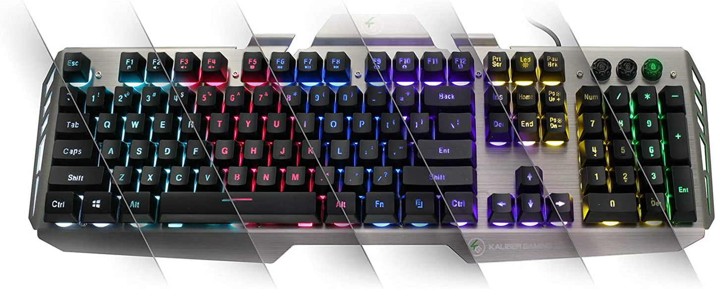 IOGEAR Kaliber Gaming HVER Aluminum Gaming Keyboard, Black/Gray,GKB704L-BK