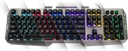 IOGEAR Kaliber Gaming HVER Aluminum Gaming Keyboard, Black/Gray,GKB704L-BK