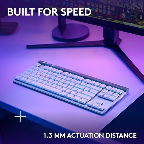 Logitech G515 Lightspeed TKL Low Profile Wireless Gaming Keyboard, LIGHTSYNC RGB, Thin Tenkeyless Design, Double-Shot PBT Keycaps, Linear (Red) Mechanical Switches - White White Wireless Linear Switches