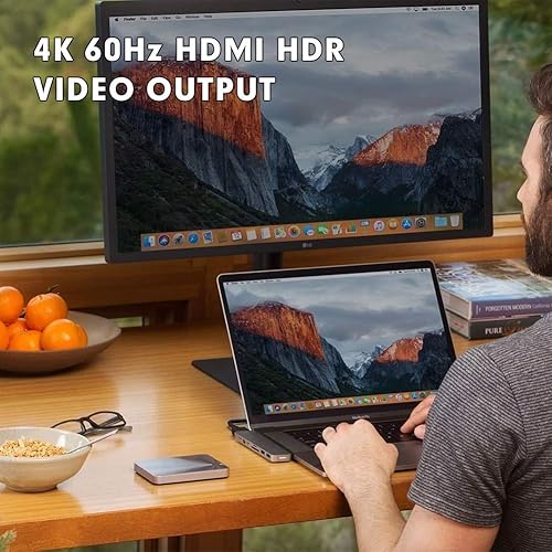 HyperDrive USB C Hub, Mac Type-C Dual Hub Adapter for MacBook Pro Air 13" 15" 16" iPad Pro, USB-C Devices, 7in2: USBC PD 100W 40Gbps, 4K HDMI, microSD/SD Card Reader, 2xUSB 3.1 Sanho Space Grey