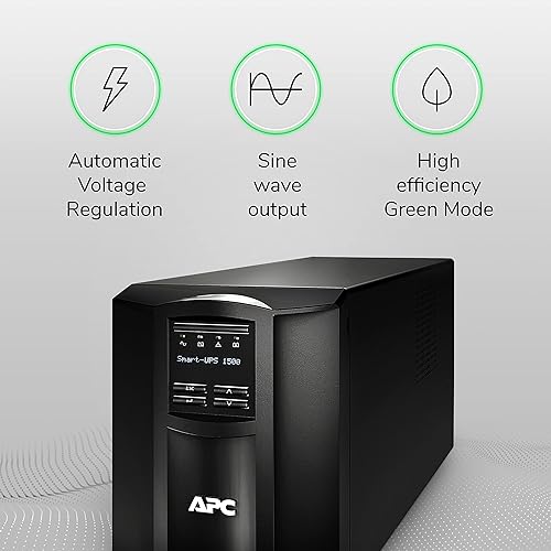 ASUS APC 1500VA Smart-UPS with SmartConnect, Pure Sinewave UPS Battery Backup, Line Interactive, 120V Uninterruptible Power Supply (SMT1500C) 1500VA Floor Standing