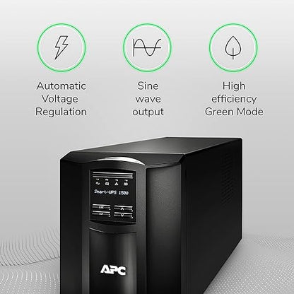 ASUS APC 1500VA Smart-UPS with SmartConnect, Pure Sinewave UPS Battery Backup, Line Interactive, 120V Uninterruptible Power Supply (SMT1500C) 1500VA Floor Standing