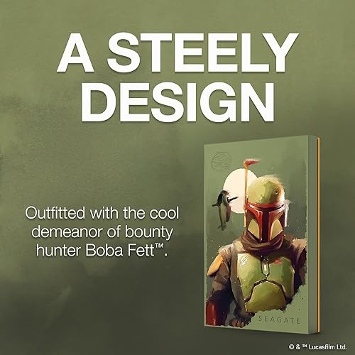 Seagate Disco Duro Boba Fett Drive SE FireCuda 2TB Externo USB 3.2 Gen 1 Con Licencia Oficial Con Iluminación LED Roja