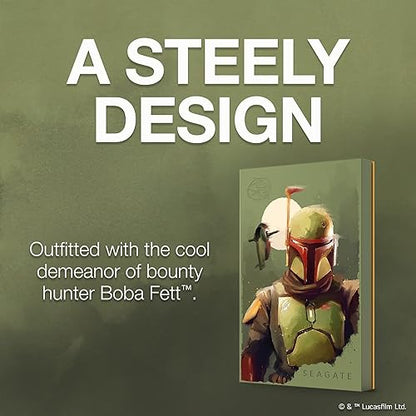 Seagate Disco Duro Boba Fett Drive SE FireCuda 2TB Externo USB 3.2 Gen 1 Con Licencia Oficial Con Iluminación LED Roja