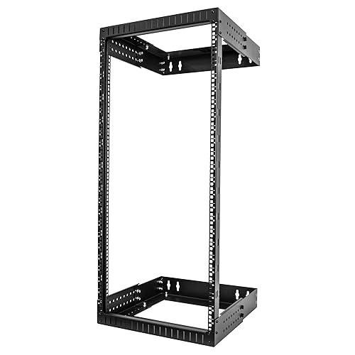 StarTech.com 2-Post 24U Heavy-Duty Wall Mount Network Rack, 19 Open Frame Server Rack with Adjustable Depth, Wall Mount Data Rack for IT / AV / Patch Panel / Computer Equipment (RACK-24U-20-WALL-OA)