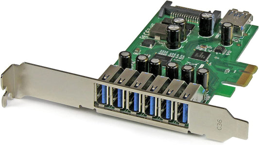 StarTech.com 7 Port PCI Express USB 3.0 Card - Standard &amp; Low-Profile - SATA Power - UASP Support - 1 Internal &amp; 6 External USB 3.0 Ports (PEXUSB3S7)
