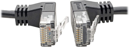 TRIPP LITE Cat6 Gigabit Patch Cable Snagless Right-Angle Utp Slim, 2', Black (N201-SR2-BK)
