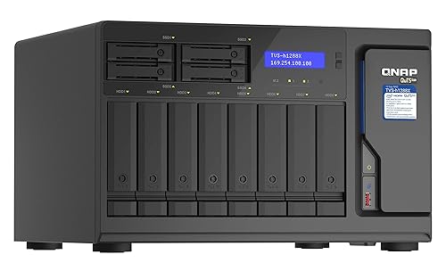 QNAP TVS-h1288X-W1250-16G-US High-Speed Media NAS with Intel® Xeon® W-1250 CPU and Two 10GbE Ports