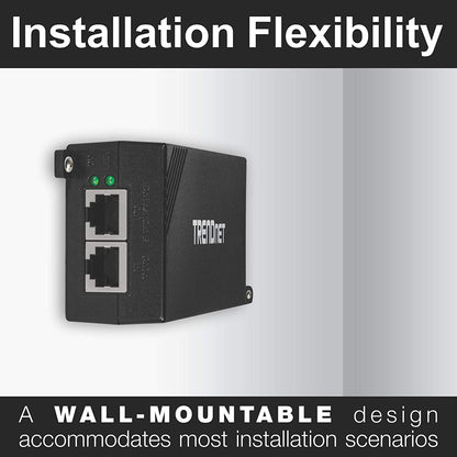 TRENDnet Gigabit Power Over Ethernet Plus Injector, Converts Non-Poe Gigabit To Poe+ Or PoE Gigabit, Supplies PoE (15.4W) Or PoE+ (30W) Power Network Distances Up To 100M (328 ft.), Black, TPE-115GI