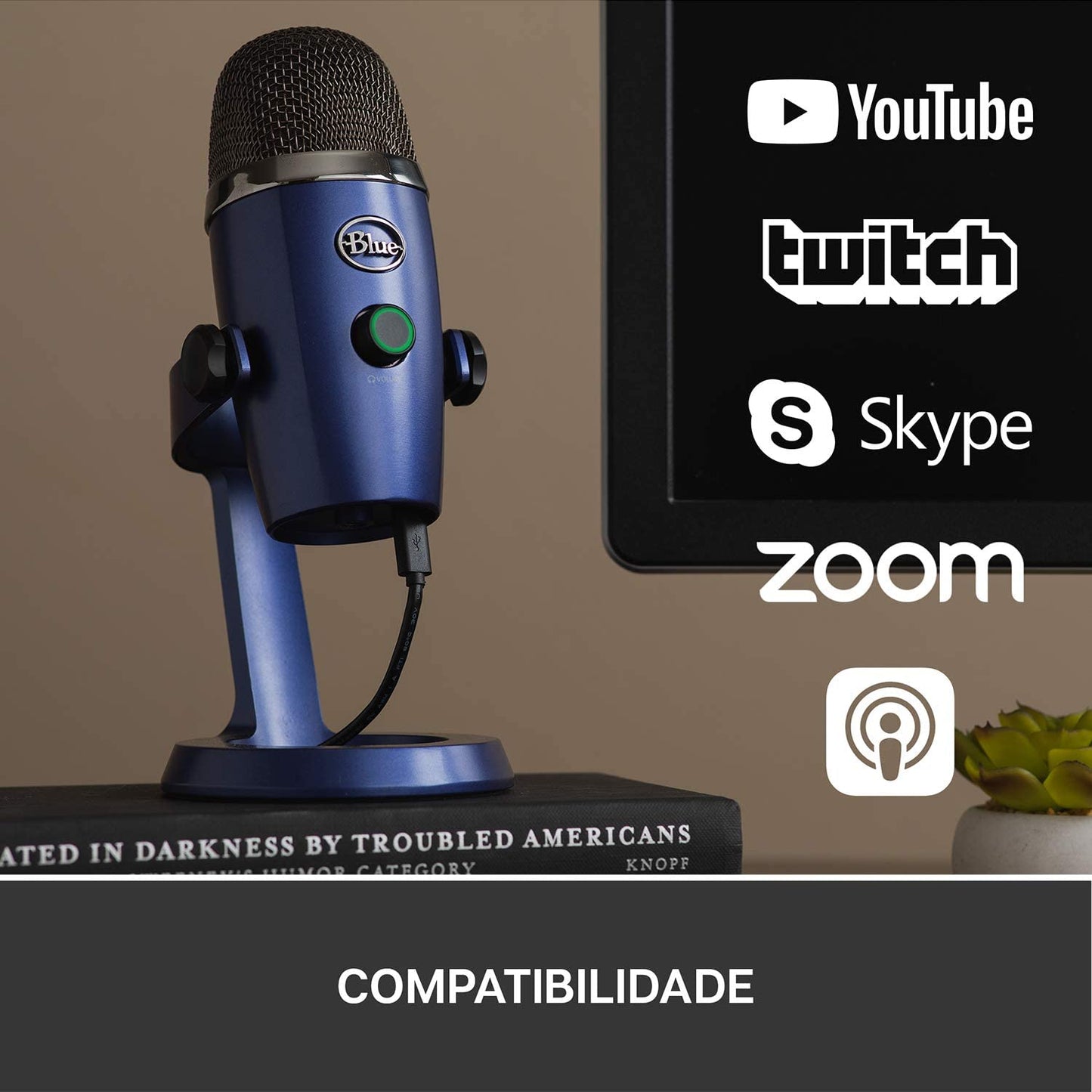 Blue microphones Blue Yeti Nano Premium USB Microphone for Recording, Streaming, Gaming, Podcasting on PC and Mac, Condenser Mic with Blue VO!CE Effects, Cardioid and Omni, No-Latency Monitoring - Vivid Blue Vivid Blue Microphone