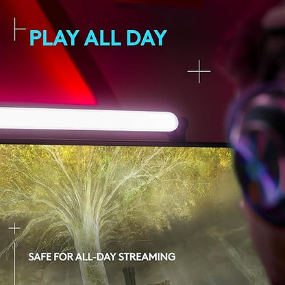 Logitech G Litra Beam Premium LED Gaming Light Bar for PC/Mac: Computer Monitor Streaming Key Light, LIGHTSYNC Compatible, Bluetooth & Onboard Controls, Fully Adjustable - Graphite GAMING DESKTOP LIGHT Non-RGB