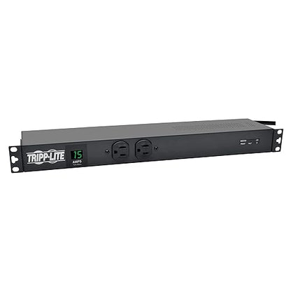 TRIPP LITE Metered PDU, 15A, Isobar Surge Suppression, 3840J, 14 Outlets, 120V, 5-15P, 15 ft. Cord, 1U Rack-Mount Power Metered + ISOBAR