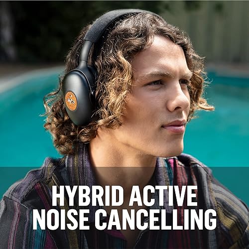 House of Marley Positive Vibration XL ANC: Noise Cancelling Over-Ear Headphones with Microphone, Wireless Bluetooth Connectivity, and 26 Hours of Playtim, Copper
