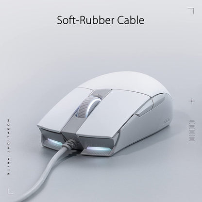 ASUS ROG Strix Impact II Moonlight White Gaming Mouse | Ambidextrous and Lightweight Design, 6200 DPI Optical Sensor, Push-Fit Hot Swappable Switches, Aura Sync RGB Lighting, Minimal Design Strix Impact II (Wired) Moonlight