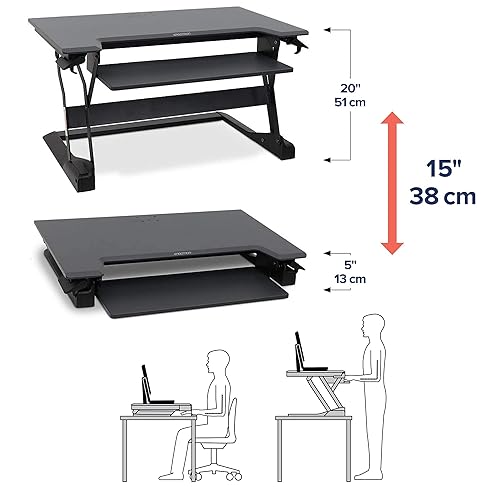 Ergotron – WorkFit-TL Standing Desk Converter, Dual Monitor Sit Stand Desk Riser for Tabletops – 37.5 Inch Width, Black 37.5 wide Black