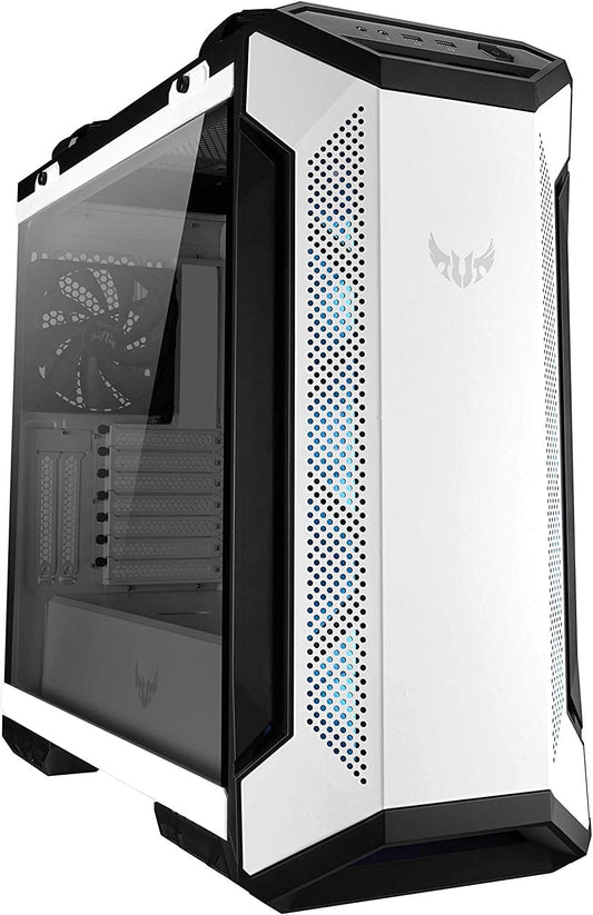ASUS TUF Gaming GT501 White Edition Mid-Tower Computer Case for up to EATX Motherboards with 2 x USB 3.1 Front Panel, Smoked Tempered Glass, Steel Construction, and Four Case Fans TUF GT501 White