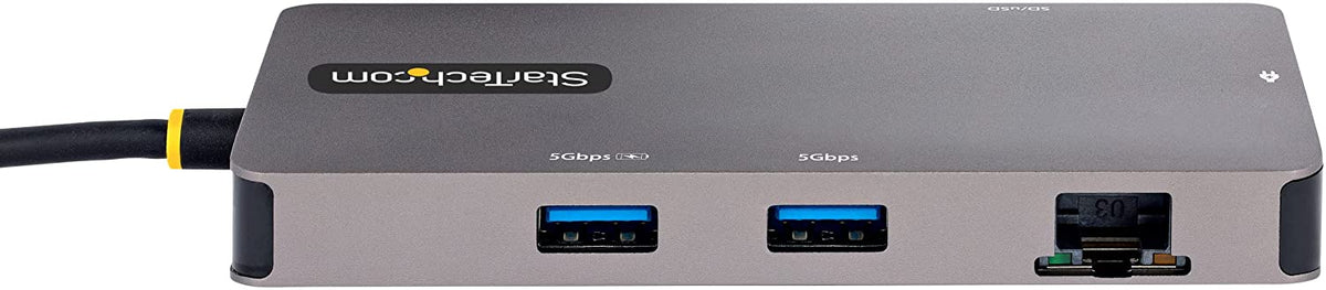 StarTech.com USB C Multiport Adapter, Dual HDMI Video, 4K 60Hz, 2Pt 5Gbps USB-A 3.1 Hub, 100W Power Delivery, GbE, SD/MicroSD, 12"/30cm Cable, Travel Dock, Laptop Docking Station (120B-USBC-MULTIPORT)