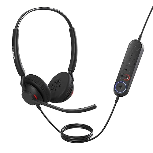 Jabra Engage 40 Wired Stereo Headset with Inline Call Control - Noise-Cancelling 2-Mic Technology, Ultra-Lightweight Design and USB-C Cable - MS Teams Certified, Works With All Other Platforms - Black Stereo w/ Link MS Teams (USB-C)