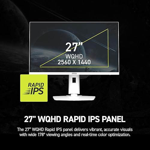 MSI MAG 274QRFW X32 27-inch 2560 x 1440 (QHD) Gaming Monitor, 320Hz, Adaptive-Synch, HDR Ready, HDMI, VGA Port,VESA Mountable, Tilt, 4-Side Slim Bezel, 0.5ms, White