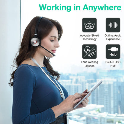 Yealink WH66 Dual Teams Wireless Noise Canceling Headset - Headset Works with USB Enabled Computers, Desk Phones and Softphones Also Connects to Cell Phones with Bluetooth.