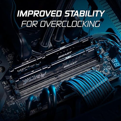 Kingston Fury Beast Black 16GB 6000MT/s DDR5 CL30 DIMM (Kit of 2) Desktop Gaming Memory - KF560C30BBEK2-16