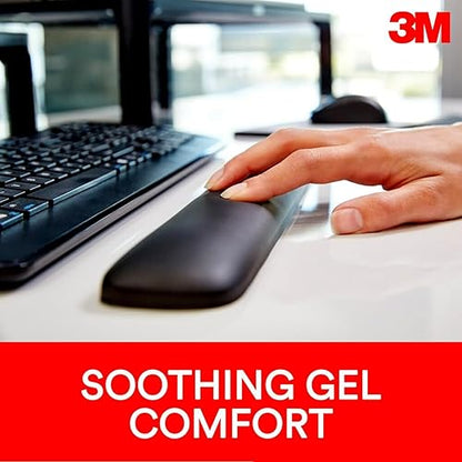 3M Keyboard Wrist Rest, 19" Long, Black Satin, Ergonomic Gel Wrist Rest for Keyboards