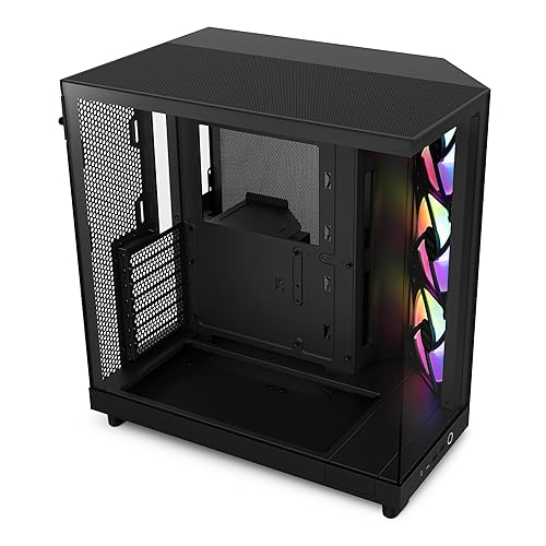 NZXT H6 Flow RGB (2023) Compact Dual-Chamber ATX Case with RGB Fans - CC-H61FB-R1 - All Black