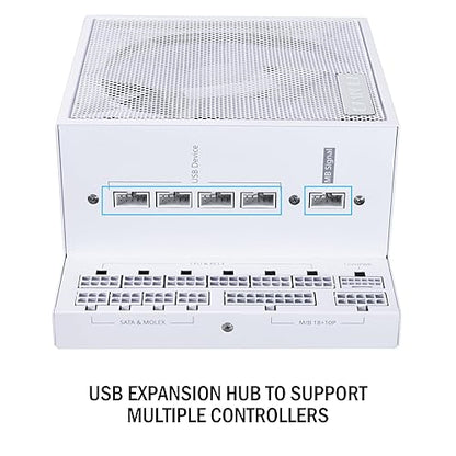 Lian Li Edge Series-1000W Full Modular Power Supply-80 PLUS Platinum-ATX 3.0, 3.1-PCIE 5.1-L-Shape Design for Dual Chamber Case-120mm FDB Fan-Supports up to 4X USB Devices-White (EG1000WE.US)