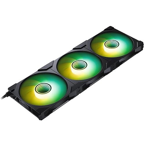 Phanteks M25-140 Gen2 Reversed Blade Triple Pack, 3X 140mm ARGB High Performance Cooling Fans, Daisy-Chain Unified Fan Frame, Infinity Mirror hub, Single Cable Connection, Black