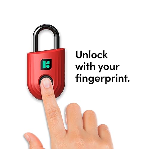 igloohome Smart Padlock Lite, iOS/Android App Fingerprint Access Remotely Generates Bluetooth-Keys IPX6 Certified.(Red)