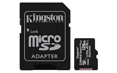 Kingston 128GB microSDXC Canvas Select Plus 100MB/s Read A1 Class 10 UHS-I Memory Card + Adapter (SDCS2/128GB) 1 Count (Pack of 1) Fast (Up to 100 MB/s)