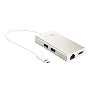 J5 create USB Type-C Multi-Adapter by j5create | Multi-Port with 4K HDMI Output 2 USB 3.0, Type C Connector | Compatible with Type C Windows Laptops, MacBook, Chromebook (Silver) JCA374-FBA