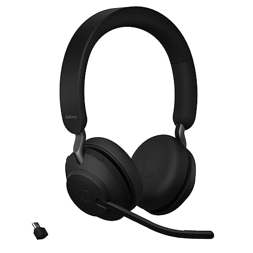 Jabra Evolve2 65 UC Wireless Headphones with Link380c, Stereo, Black – Wireless Bluetooth Headset for Calls and Music, 37 Hours of Battery Life, Passive Noise Cancelling Headphones, Stereo (USB-C) Unified Communications Stereo (USB-C)