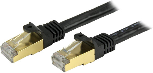 StarTech.com 3ft CAT6a Ethernet Cable - 10 Gigabit Shielded Snagless RJ45 100W PoE Patch Cord - 10GbE STP Network Cable w/Strain Relief - Black Fluke Tested/Wiring is UL Certified/TIA (C6ASPAT3BK) 3 ft Black