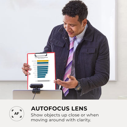 AVerMedia PW310P Webcam - Full 1080p 30fps HD Camera with Autofocus and Dual Stereo Microphones, Work from Home, Remote Learning. 1080p 30fps Auto focus