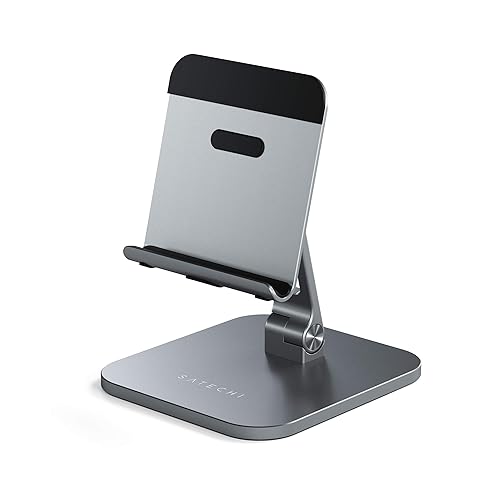 Satechi Aluminum Desktop Stand - Adjustable Tablet Mount with Protective Grips - Compatible with All iPad and Tablet Models, iPad Pro M2/ M1, iPad Air M1, iPad Mini, iPhones 15/14/13/12 and More