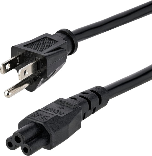 StarTech.com 6ft (1.8m) Laptop Power Cord, NEMA 1-15P to C5 (Mickey Mouse), 10A 125V, 18AWG Laptop Replacement Cord, Laptop Charger Cord, Laptop Power Brick Cord - UL Listed (PXT101NB3S) 6 ft / 2m Standard Power Cord