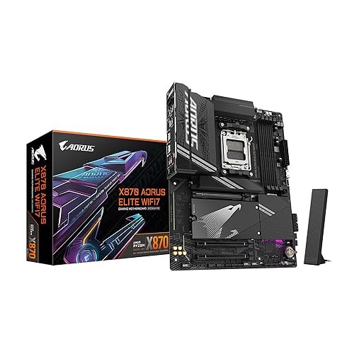 GIGABYTE X870 A Elite WIFI7 Motherboard - Supports AMD Ryzen 9000 CPUs, 16+2+2 Phase VRM, up to 8000MHz DDR5 (OC), 3xPCIe 5.0, Wi-Fi 7, 2.5GbE LAN, USB 4