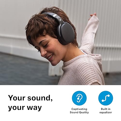 SENNHEISER HD 450BT Bluetooth 5.0 Wireless Headphone with Active Noise Cancellation - 30-Hour Battery Life, USB-C Fast Charging, Virtual Assistant Button, Foldable - Black Original Black
