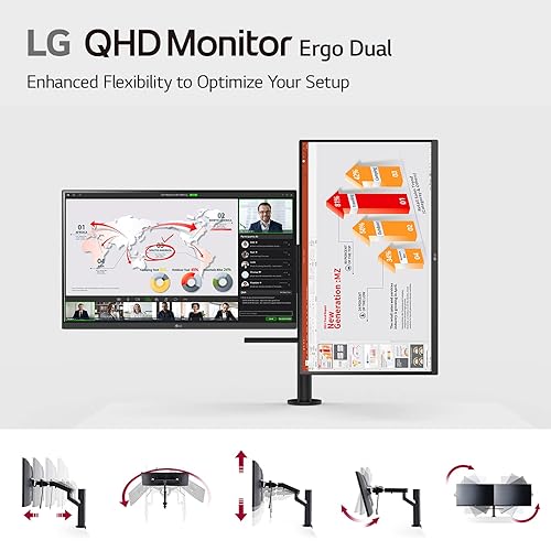 LG 27QP88D-BS 27 Inch Dual Ergo Monitor with QHD IPS 5ms 75Hz Display with USB Type C and Dasiy Chain, AMD Freesync, Black ?27QP88D-BS