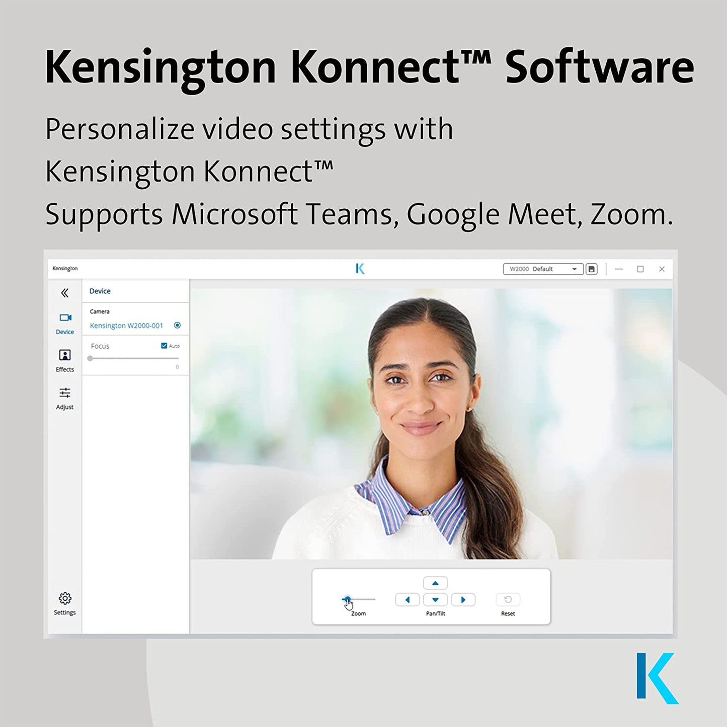 Kensington W2000 1080P Auto Focus Webcam, Full HD 1080P/30fps Webcam with Microphone for Video Conferencing, Software Control, Privacy Shutter, Compatible with Zoom/Skype/Teams (K81175WW)