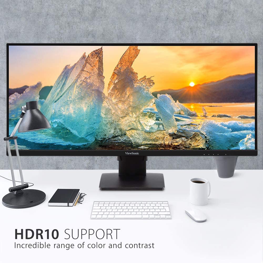 ViewSonic VA3456-MHDJ 34 Inch 21:9 UltraWide WQHD 1440p IPS Monitor with Ultra-Thin Bezels, Ergonomics Design, HDMI, and DisplayPort Inputs for Home and Office 34-Inch