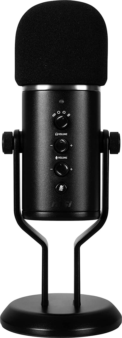 MSI IMMERSE GV60 Streaming Microphone (USB Type-C Interface and 3.5mm Aux, for Professional Applications with Intuituve Control in 4 Modes: Stereo, Omnidirectional, Cardioid and Bidirectional)