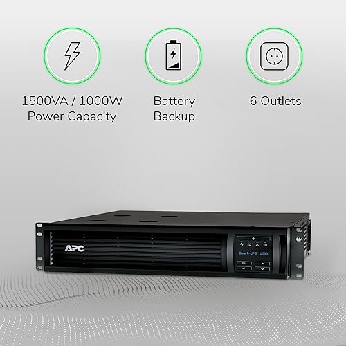 APC 1000VA Smart-UPS with SmartConnect Remote Monitoring App, UPS Sine Wave Battery Backup & Surge Protection, with Extended Range AVR & Smart-slot, Rack Mount (SMT1000RM2UC) 1000VA Rack Mount