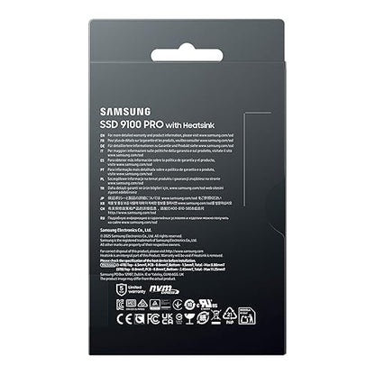 Samsung 9100 PRO with Heatsink - 4TB PCIe 5.0 x4, NVMe 2.0, M.2 Internal SSD, Up to 14,800MB/s, Fast Speed, Thermal Contorl, MZ-VAP4T0CW [Canada Version] 9100 PRO HS 8TB