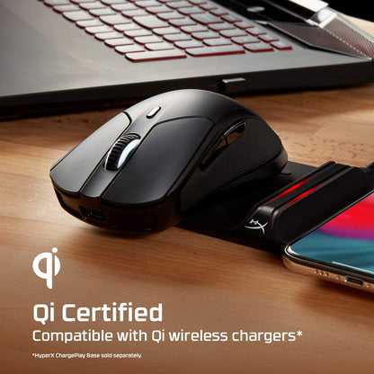 HyperX Pulsefire Dart - Wireless RGB Gaming Mouse, Software-Controlled Customization, 6 Programmable Buttons, Qi-Charging Battery up to 50 hours - PC, PS4, Xbox One Compatible Black Wireless Pulsefire Dart Mouse