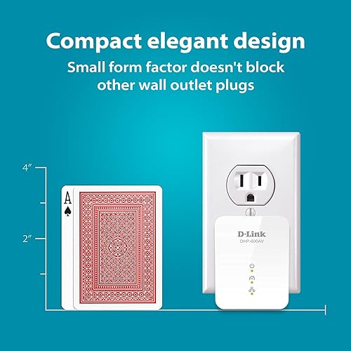 D-Link PowerLine AV2 1000 Gigabit Starter Kit, Turn a power outlet into a Network connection, Up to 1Gbps, Plug and Play, Power Saving Mode, Gigabit Ethernet Ports, Includes 2 Adapters (DHP-601AV)
