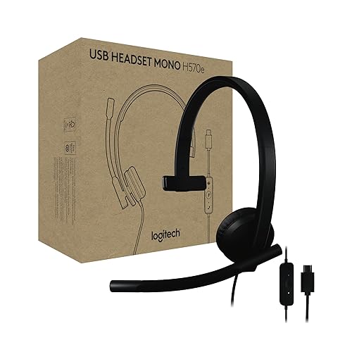 Logitech H570e USB Headset with Microphone for PC and Mac, USB-C Wired Headset with Mono Sound, Noise-Canceling Mics and Inline Controls, Certified for Microsoft Teams, Black Teams Version Mono, USB-C