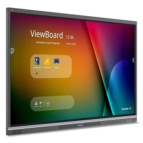 ViewSonic IFP5551 55 Inch 4K ViewBoard Interactive Smart Board with Integrated Education Software, Android 14, Google EDLA, 50-Point Touch, Built-in Microphone, HDMI, VGA, USB Hub, and USB C Inputs 55-Inch