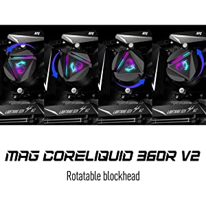 MSI MAG CoreLiquid 360R V2 - AIO ARGB CPU Liquid Cooler - Rotating Cap Design - LGA 1700 Ready - 360mm Radiator - Triple 120mm RGB PWM Fans 360 mm MAG CoreLiquid 360R V2